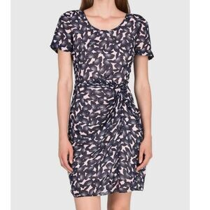 Armani Exchange Floral Dress Pink & Navy Short Sleeve Sheath Sz 4 NWT